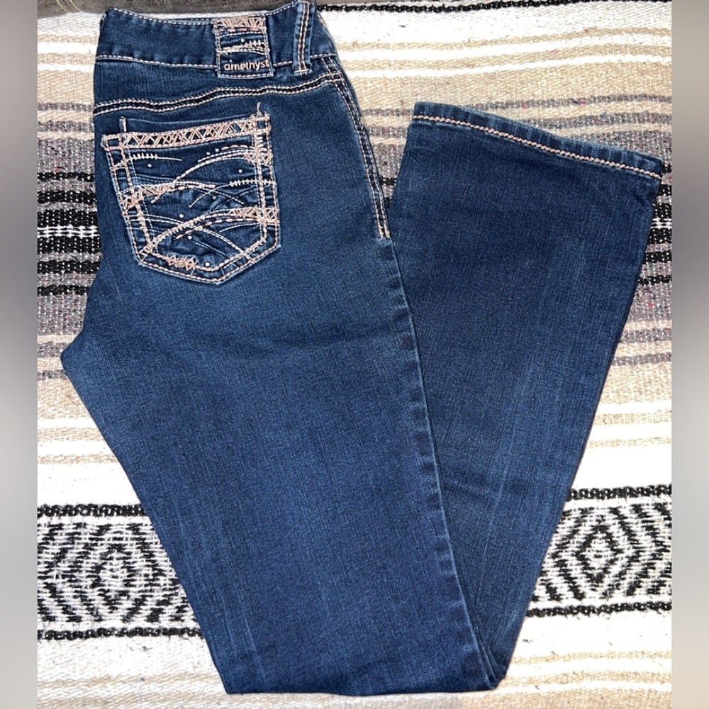 Amethyst Jeans
- Bootcut
- Size 9 Regular
- Dark wash colored